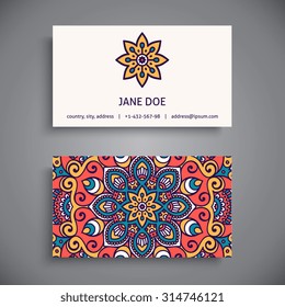 Business Card. Vintage decorative elements. Ornamental floral business cards, oriental pattern, vector illustration.  Islam, Arabic, Indian, turkish, pakistan, chinese, ottoman motifs.