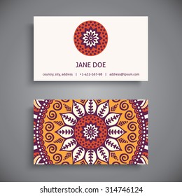 Business Card. Vintage decorative elements. Ornamental floral business cards, oriental pattern, vector illustration.  Islam, Arabic, Indian, turkish, pakistan, chinese, ottoman motifs.