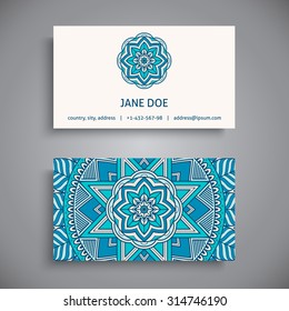 Business Card. Vintage decorative elements. Ornamental floral business cards, oriental pattern, vector illustration.  Islam, Arabic, Indian, turkish, pakistan, chinese, ottoman motifs.