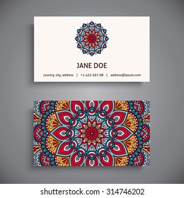Business Card. Vintage decorative elements. Ornamental floral business cards, oriental pattern, vector illustration.  Islam, Arabic, Indian, turkish, pakistan, chinese, ottoman motifs.