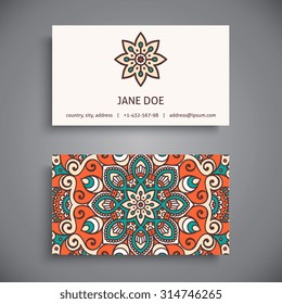 Business Card. Vintage decorative elements. Ornamental floral business cards, oriental pattern, vector illustration.  Islam, Arabic, Indian, turkish, pakistan, chinese, ottoman motifs.