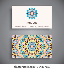 Business Card. Vintage decorative elements. Ornamental floral business cards, oriental pattern, vector illustration.  Islam, Arabic, Indian, turkish, pakistan, chinese, ottoman motifs.