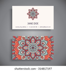 Business Card. Vintage decorative elements. Ornamental floral business cards, oriental pattern, vector illustration.  Islam, Arabic, Indian, turkish, pakistan, chinese, ottoman motifs.