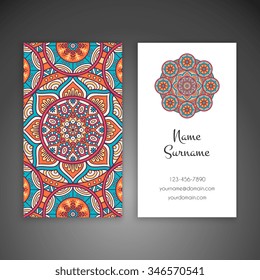 Business Card. Vintage decorative elements. Ornamental floral business cards, oriental pattern, vector illustration.  Islam, Arabic, Indian, turkish, pakistan, chinese, ottoman motifs.