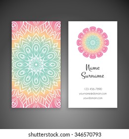 Business Card. Vintage decorative elements. Ornamental floral business cards, oriental pattern, vector illustration.  Islam, Arabic, Indian, turkish, pakistan, chinese, ottoman motifs.