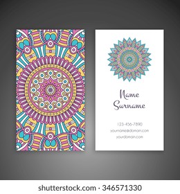 Business Card. Vintage decorative elements. Ornamental floral business cards, oriental pattern, vector illustration.  Islam, Arabic, Indian, turkish, pakistan, chinese, ottoman motifs.