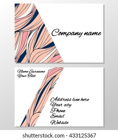 Business Card. Vintage decorative elements. Ornamental business cards, oriental pattern, vector illustration. Hand-drawn waves texture, wavy background. Colorful waves backdrop
