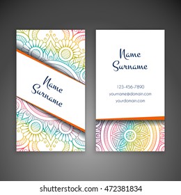 Business Card. Vintage decorative elements. Ornamental floral business cards, oriental pattern, vector illustration. Islam, Arabic, Indian, turkish, pakistan, chinese, ottoman motifs