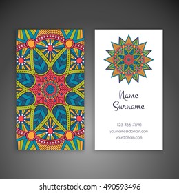 Business card. Vintage decorative elements. Hand drawn background. Islam, Arabic, Indian, ottoman motifs.