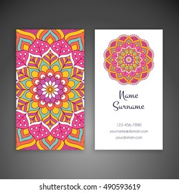 Business card. Vintage decorative elements. Hand drawn background. Islam, Arabic, Indian, ottoman motifs.