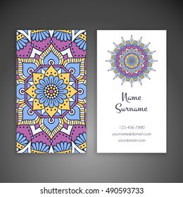 Business card. Vintage decorative elements. Hand drawn background. Islam, Arabic, Indian, ottoman motifs.