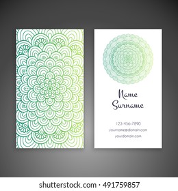 Business card. Vintage decorative elements. Hand drawn background. Islam, Arabic, Indian, ottoman motifs.