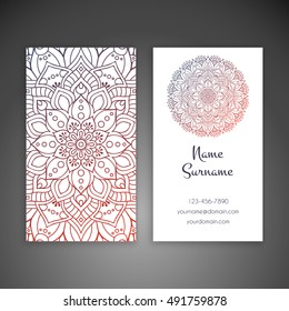 Business card. Vintage decorative elements. Hand drawn background. Islam, Arabic, Indian, ottoman motifs.