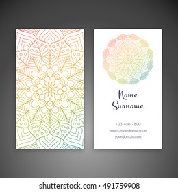 Business card. Vintage decorative elements. Hand drawn background. Islam, Arabic, Indian, ottoman motifs.