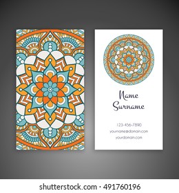 Business card. Vintage decorative elements. Hand drawn background. Islam, Arabic, Indian, ottoman motifs.