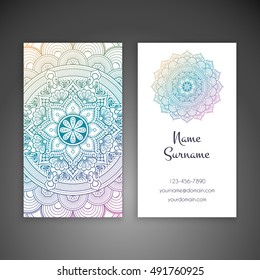 Business card. Vintage decorative elements. Hand drawn background. Islam, Arabic, Indian, ottoman motifs.