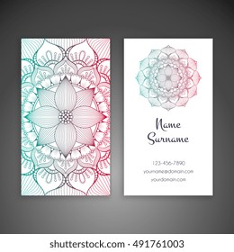 Business card. Vintage decorative elements. Hand drawn background. Islam, Arabic, Indian, ottoman motifs.