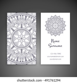 Business card. Vintage decorative elements. Hand drawn background. Islam, Arabic, Indian, ottoman motifs.