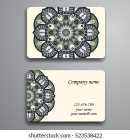 Business Card. Vintage decorative elements. Ornamental floral business cards, oriental pattern, vector illustration. Islam, Arabic, Indian, turkish, pakistan, chinese, ottoman motifs.