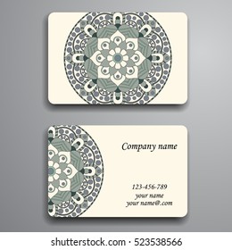 Business Card. Vintage decorative elements. Ornamental floral business cards, oriental pattern, vector illustration. Islam, Arabic, Indian, turkish, pakistan, chinese, ottoman motifs.