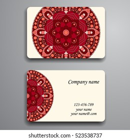 Business Card. Vintage decorative elements. Ornamental floral business cards, oriental pattern, vector illustration. Islam, Arabic, Indian, turkish, pakistan, chinese, ottoman motifs.