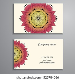 Business Card. Vintage decorative elements. Ornamental floral business cards, oriental pattern, vector illustration. Islam, Arabic, Indian, turkish, pakistan, chinese, ottoman motifs.