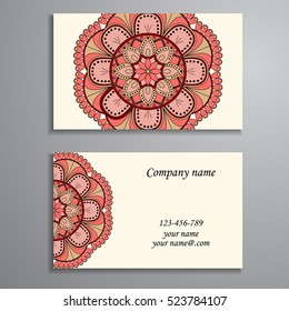 Business Card. Vintage decorative elements. Ornamental floral business cards, oriental pattern, vector illustration. Islam, Arabic, Indian, turkish, pakistan, chinese, ottoman motifs.