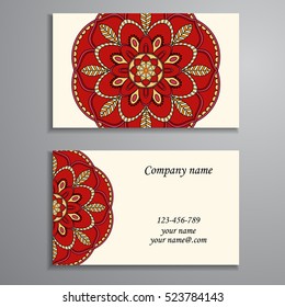 Business Card. Vintage decorative elements. Ornamental floral business cards, oriental pattern, vector illustration. Islam, Arabic, Indian, turkish, pakistan, chinese, ottoman motifs.