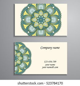 Business Card. Vintage decorative elements. Ornamental floral business cards, oriental pattern, vector illustration. Islam, Arabic, Indian, turkish, pakistan, chinese, ottoman motifs.