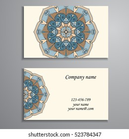 Business Card. Vintage decorative elements. Ornamental floral business cards, oriental pattern, vector illustration. Islam, Arabic, Indian, turkish, pakistan, chinese, ottoman motifs.