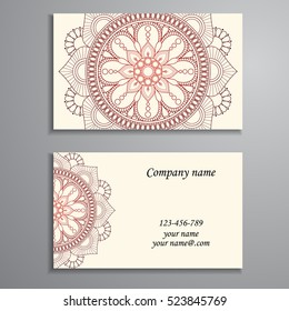 Business Card. Vintage decorative elements. Ornamental floral business cards, oriental pattern, vector illustration. Islam, Arabic, Indian, turkish, pakistan, chinese, ottoman motifs.
