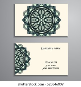 Business Card. Vintage decorative elements. Ornamental floral business cards, oriental pattern, vector illustration. Islam, Arabic, Indian, turkish, pakistan, chinese, ottoman motifs.