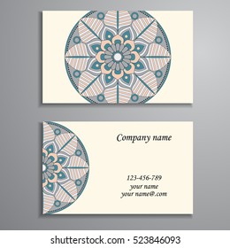 Business Card. Vintage decorative elements. Ornamental floral business cards, oriental pattern, vector illustration. Islam, Arabic, Indian, turkish, pakistan, chinese, ottoman motifs.
