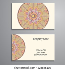 Business Card. Vintage decorative elements. Ornamental floral business cards, oriental pattern, vector illustration. Islam, Arabic, Indian, turkish, pakistan, chinese, ottoman motifs.