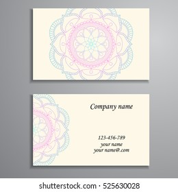 Business Card. Vintage decorative elements. Ornamental floral business cards, oriental pattern, vector illustration. Islam, Arabic, Indian, turkish, pakistan, chinese, ottoman motifs.