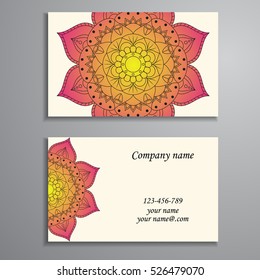 Business Card. Vintage decorative elements. Ornamental floral business cards, oriental pattern, vector illustration. Islam, Arabic, Indian, turkish, pakistan, chinese, ottoman motifs.