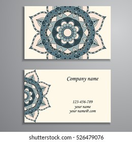 Business Card. Vintage decorative elements. Ornamental floral business cards, oriental pattern, vector illustration. Islam, Arabic, Indian, turkish, pakistan, chinese, ottoman motifs.