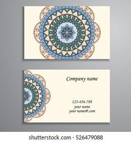Business Card. Vintage decorative elements. Ornamental floral business cards, oriental pattern, vector illustration. Islam, Arabic, Indian, turkish, pakistan, chinese, ottoman motifs.
