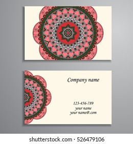 Business Card. Vintage decorative elements. Ornamental floral business cards, oriental pattern, vector illustration. Islam, Arabic, Indian, turkish, pakistan, chinese, ottoman motifs.