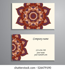 Business Card. Vintage decorative elements. Ornamental floral business cards, oriental pattern, vector illustration. Islam, Arabic, Indian, turkish, pakistan, chinese, ottoman motifs.