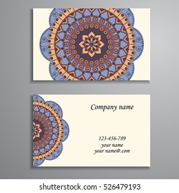 Business Card. Vintage decorative elements. Ornamental floral business cards, oriental pattern, vector illustration. Islam, Arabic, Indian, turkish, pakistan, chinese, ottoman motifs.