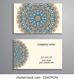 Business Card. Vintage decorative elements. Ornamental floral business cards, oriental pattern, vector illustration. Islam, Arabic, Indian, turkish, pakistan, chinese, ottoman motifs.