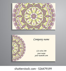 Business Card. Vintage decorative elements. Ornamental floral business cards, oriental pattern, vector illustration. Islam, Arabic, Indian, turkish, pakistan, chinese, ottoman motifs.