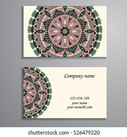 Business Card. Vintage decorative elements. Ornamental floral business cards, oriental pattern, vector illustration. Islam, Arabic, Indian, turkish, pakistan, chinese, ottoman motifs.