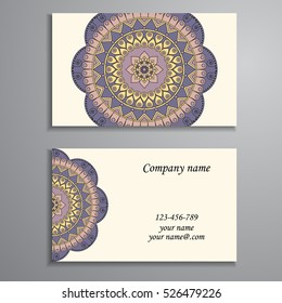 Business Card. Vintage decorative elements. Ornamental floral business cards, oriental pattern, vector illustration. Islam, Arabic, Indian, turkish, pakistan, chinese, ottoman motifs.