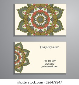 Business Card. Vintage decorative elements. Ornamental floral business cards, oriental pattern, vector illustration. Islam, Arabic, Indian, turkish, pakistan, chinese, ottoman motifs.