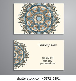 Business Card. Vintage decorative elements. Ornamental floral business cards, oriental pattern, vector illustration. Islam, Arabic, Indian, turkish, pakistan, chinese, ottoman motifs.