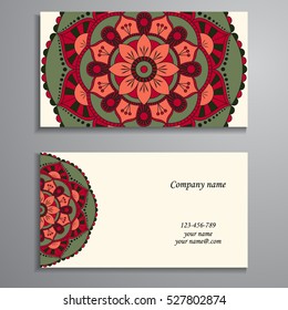 Business Card. Vintage decorative elements. Ornamental floral business cards, oriental pattern, vector illustration. Islam, Arabic, Indian, turkish, pakistan, chinese, ottoman motifs.