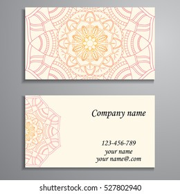 Business Card. Vintage decorative elements. Ornamental floral business cards, oriental pattern, vector illustration. Islam, Arabic, Indian, turkish, pakistan, chinese, ottoman motifs.
