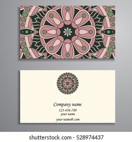 Business Card. Vintage decorative elements. Ornamental floral business cards, oriental pattern, vector illustration. Islam, Arabic, Indian, turkish, pakistan, chinese, ottoman motifs.